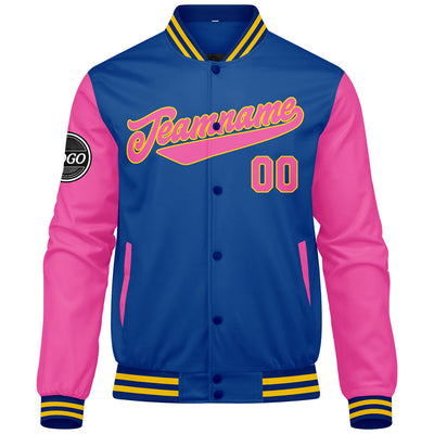 Custom Varsity Jacket Letterman jacket for Men, Women and Youth Royal Pink enthsush