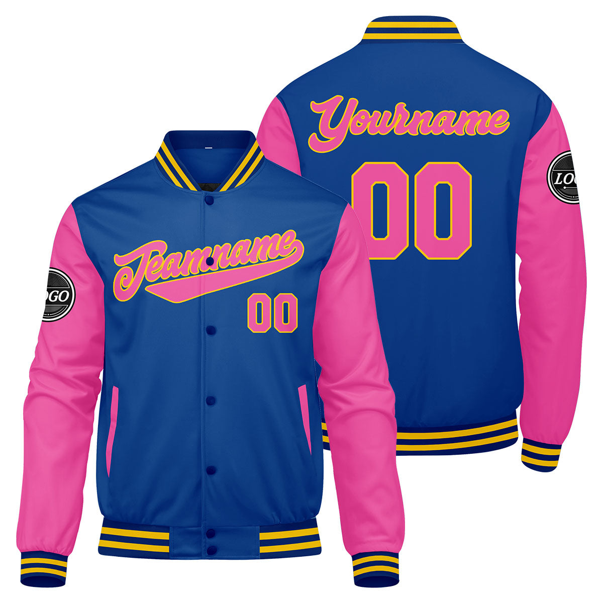Custom Varsity Jacket Letterman jacket for Men, Women and Youth Royal Pink enthsush