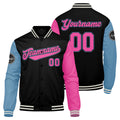 Custom Varsity Jacket Letterman jacket for Men, Women and Youth Black Light Blue Pink enthsush