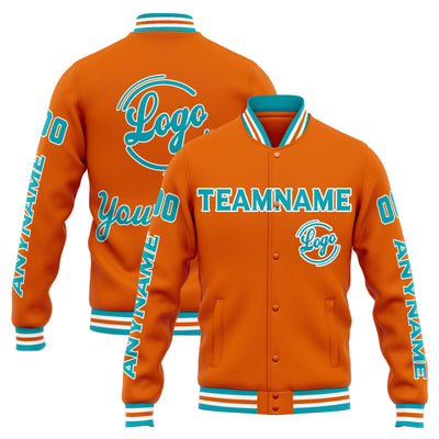 Custom Varsity Jacket Letterman jacket for Men, Women and Youth Orange Teal enthsush