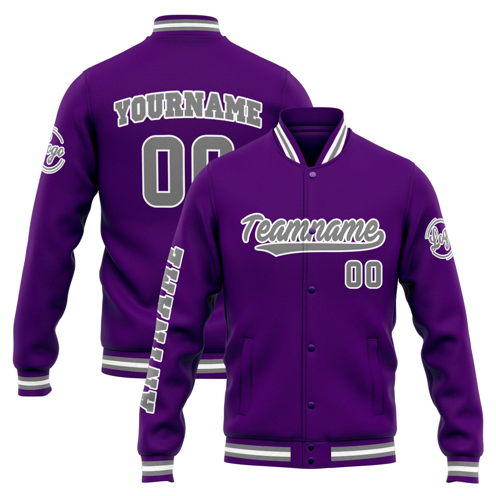 Custom Varsity Jacket Letterman jacket for Men, Women and Youth Orange Purple Grey enthsush