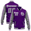 Custom Varsity Jacket Letterman jacket for Men, Women and Youth Orange Purple Grey enthsush
