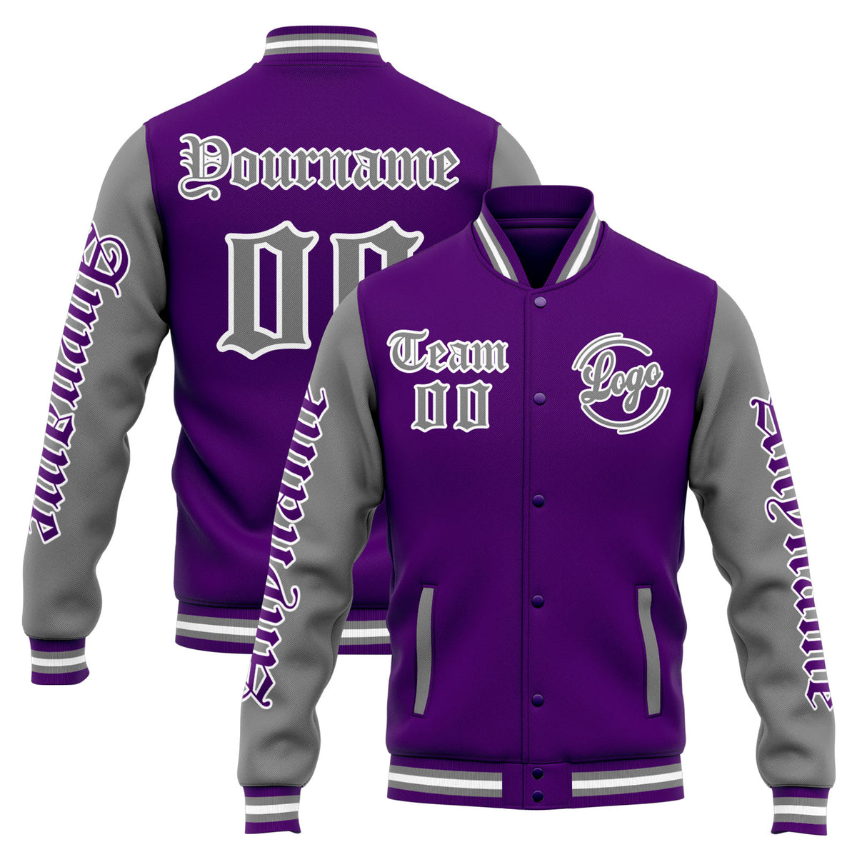 Custom Varsity Jacket Letterman jacket for Men, Women and Youth Orange Purple Grey enthsush