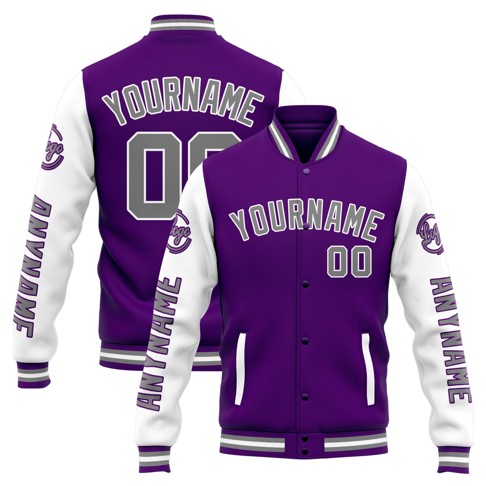Custom Varsity Jacket Letterman jacket for Men, Women and Youth Purple White enthsush