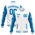 Custom Varsity Jacket Letterman jacket for Men, Women and Youth White Blue enthsush