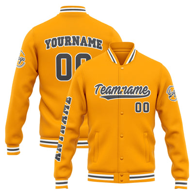 Custom Varsity Jacket Letterman jacket for Men, Women and Youth Yellow Grey enthsush