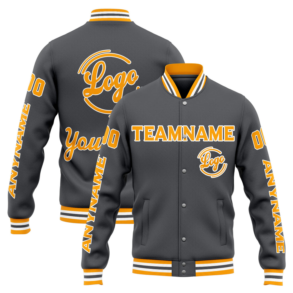 Custom Varsity Jacket Letterman jacket for Men, Women and Youth Grey Yellow enthsush
