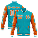 Custom Varsity Jacket Letterman jacket for Men, Women and Youth Teal Orange