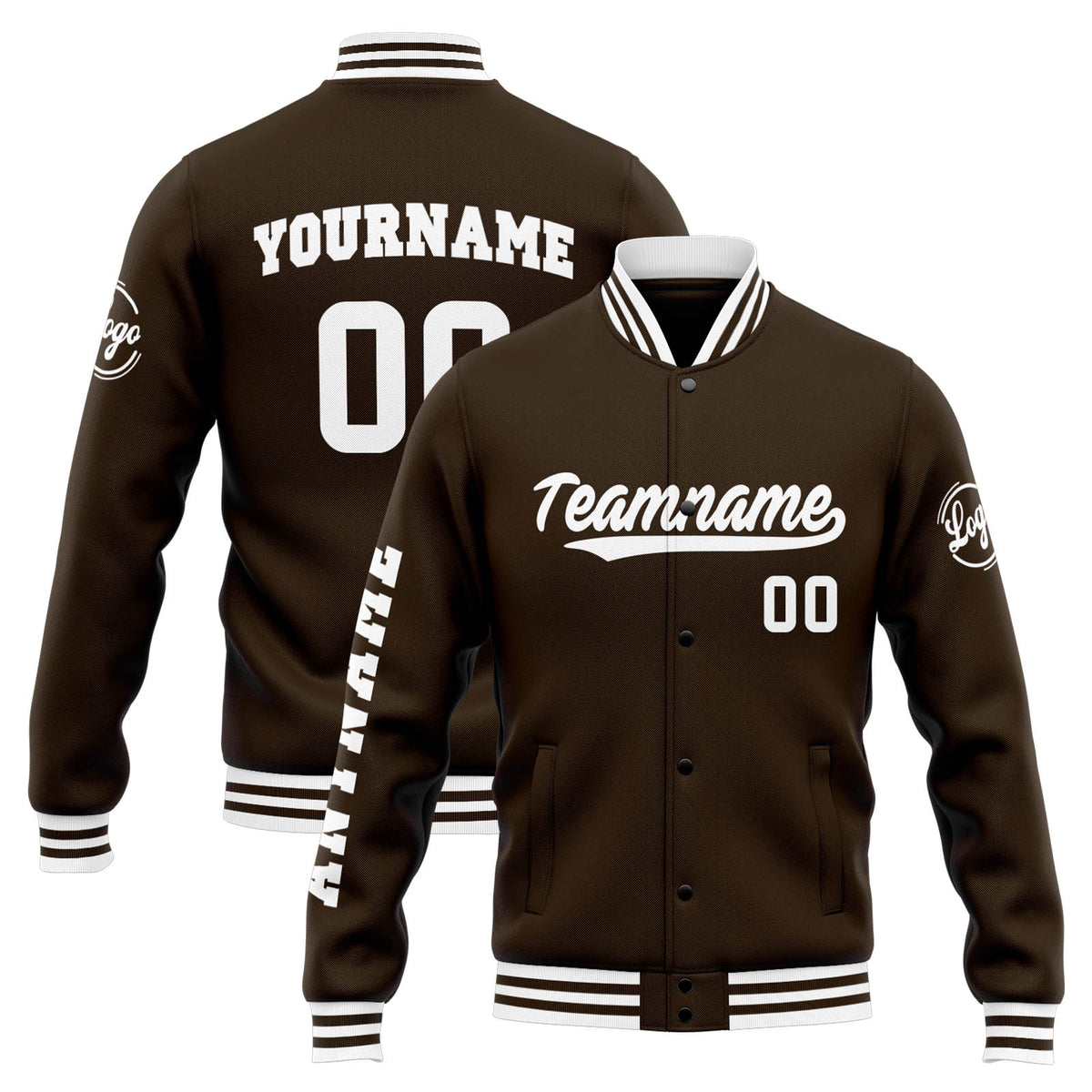 Custom Varsity Jacket Letterman jacket for Men, Women and Youth Brown White enthsush