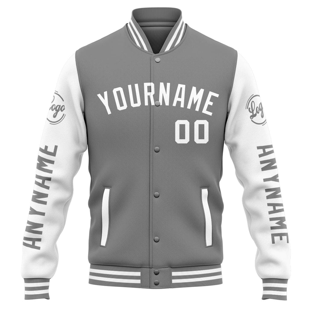 Custom Varsity Jacket Letterman jacket for Men, Women and Youth Grey White enthsush