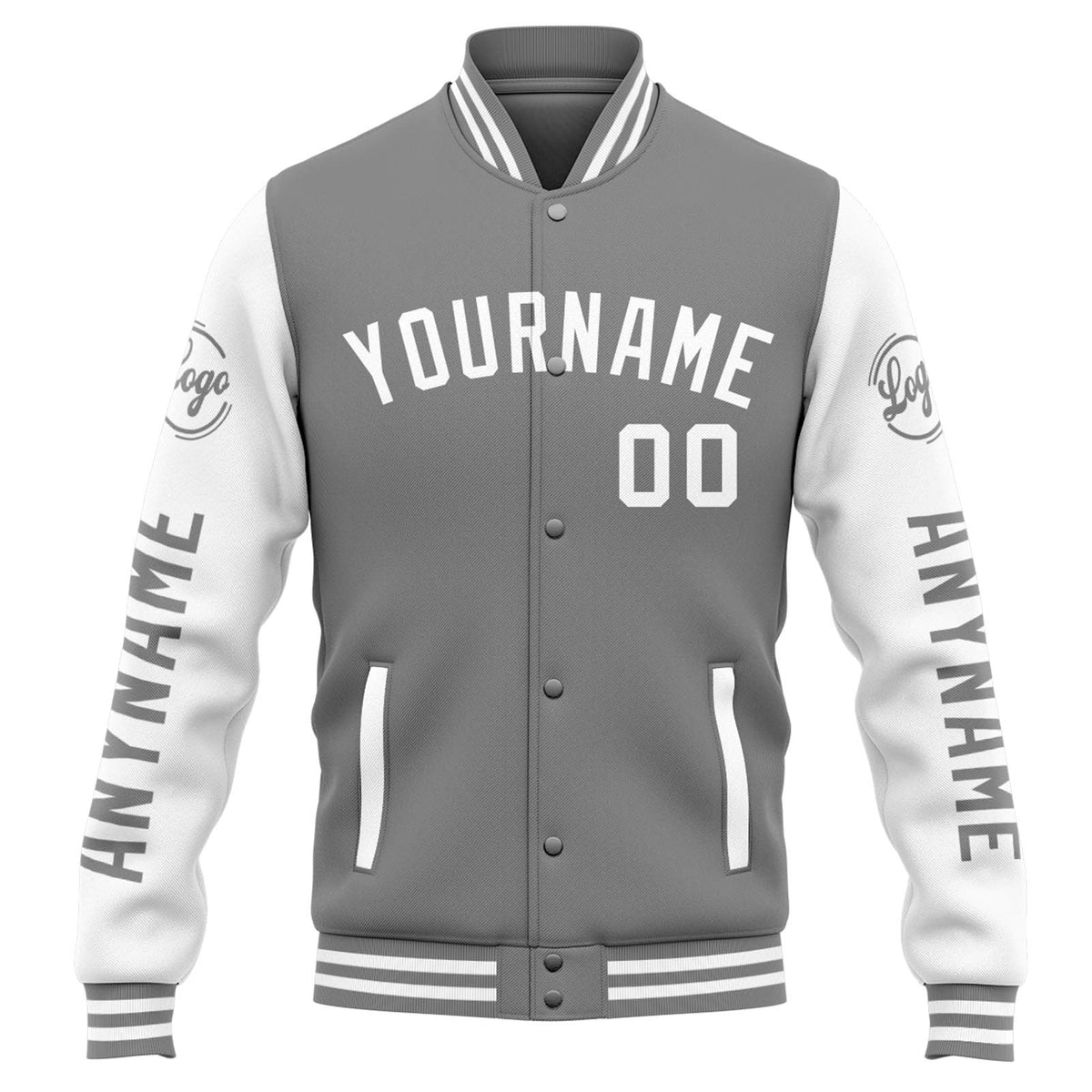 Custom Varsity Jacket Letterman jacket for Men, Women and Youth Grey White enthsush