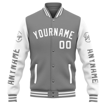 Custom Varsity Jacket Letterman jacket for Men, Women and Youth Grey White enthsush