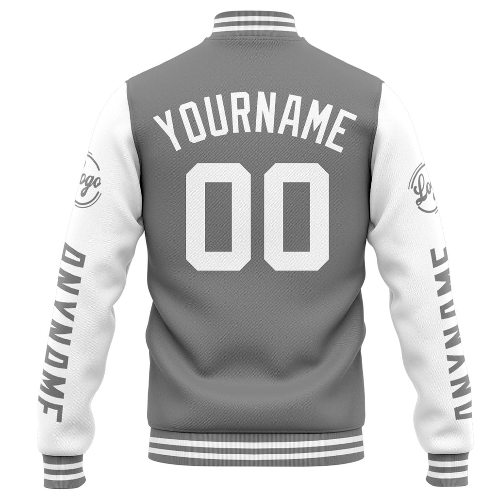 Custom Varsity Jacket Letterman jacket for Men, Women and Youth Grey White enthsush