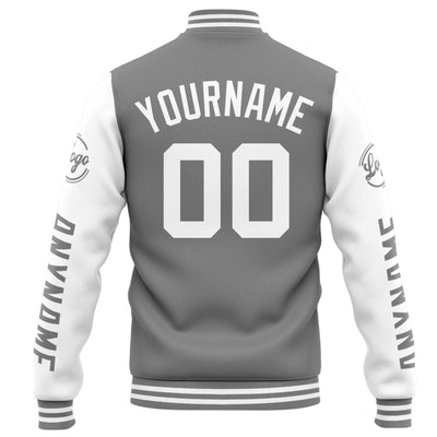 Custom Varsity Jacket Letterman jacket for Men, Women and Youth Grey White enthsush