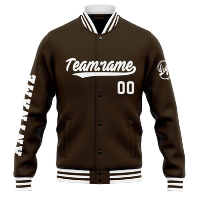 Custom Varsity Jacket Letterman jacket for Men, Women and Youth Brown White enthsush