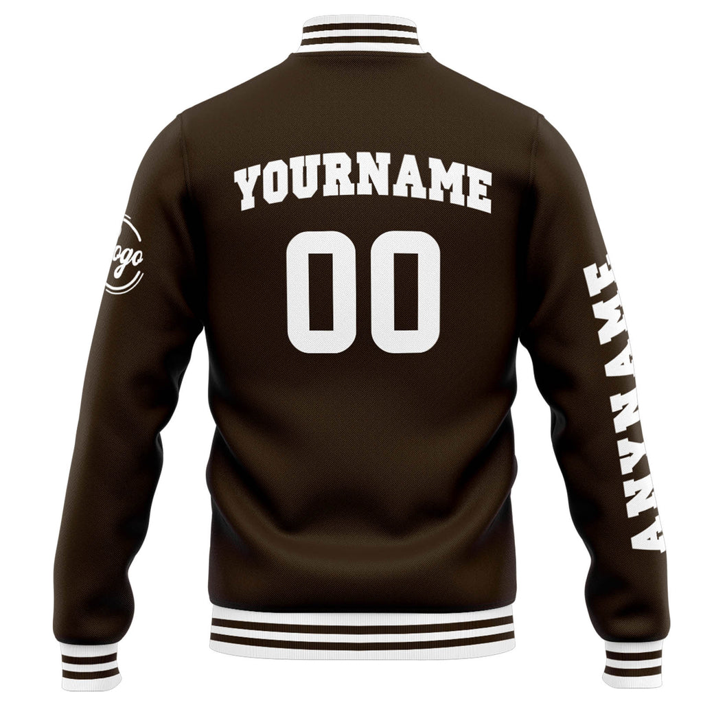 Custom Varsity Jacket Letterman jacket for Men, Women and Youth Brown White enthsush