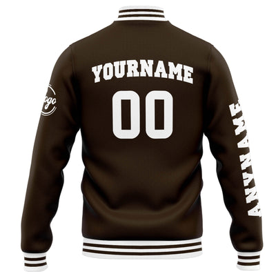 Custom Varsity Jacket Letterman jacket for Men, Women and Youth Brown White enthsush