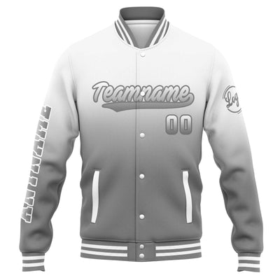 Custom Varsity Jacket Letterman jacket for Men, Women and Youth White Grey Gradient enthsush