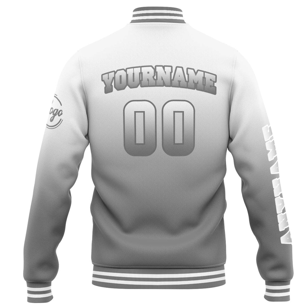Custom Varsity Jacket Letterman jacket for Men, Women and Youth White Grey Gradient enthsush