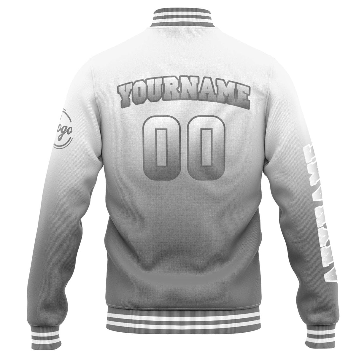 Custom Varsity Jacket Letterman jacket for Men, Women and Youth White Grey Gradient enthsush