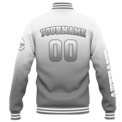 Custom Varsity Jacket Letterman jacket for Men, Women and Youth White Grey Gradient enthsush