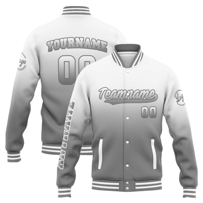 Custom Varsity Jacket Letterman jacket for Men, Women and Youth White Grey Gradient enthsush