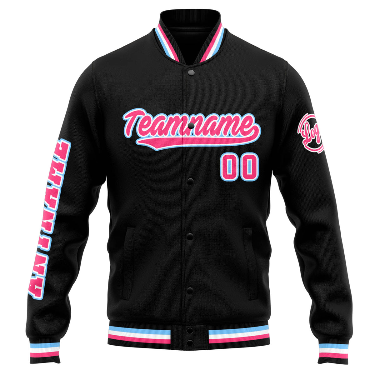 Custom Varsity Jacket Letterman jacket for Men, Women and Youth Black Pink enthsush
