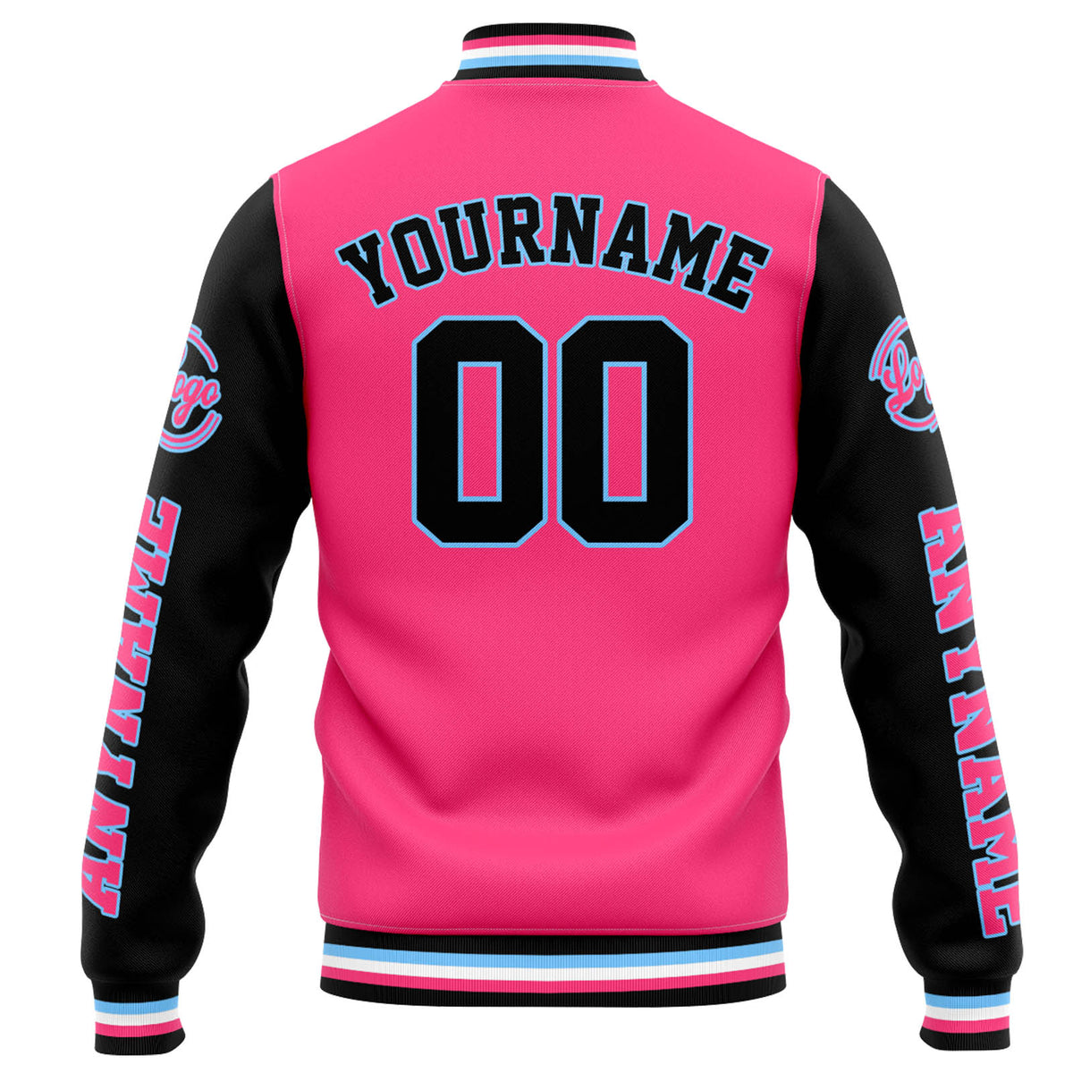 Custom Varsity Jacket Letterman jacket for Men, Women and Youth Pink Black enthsush