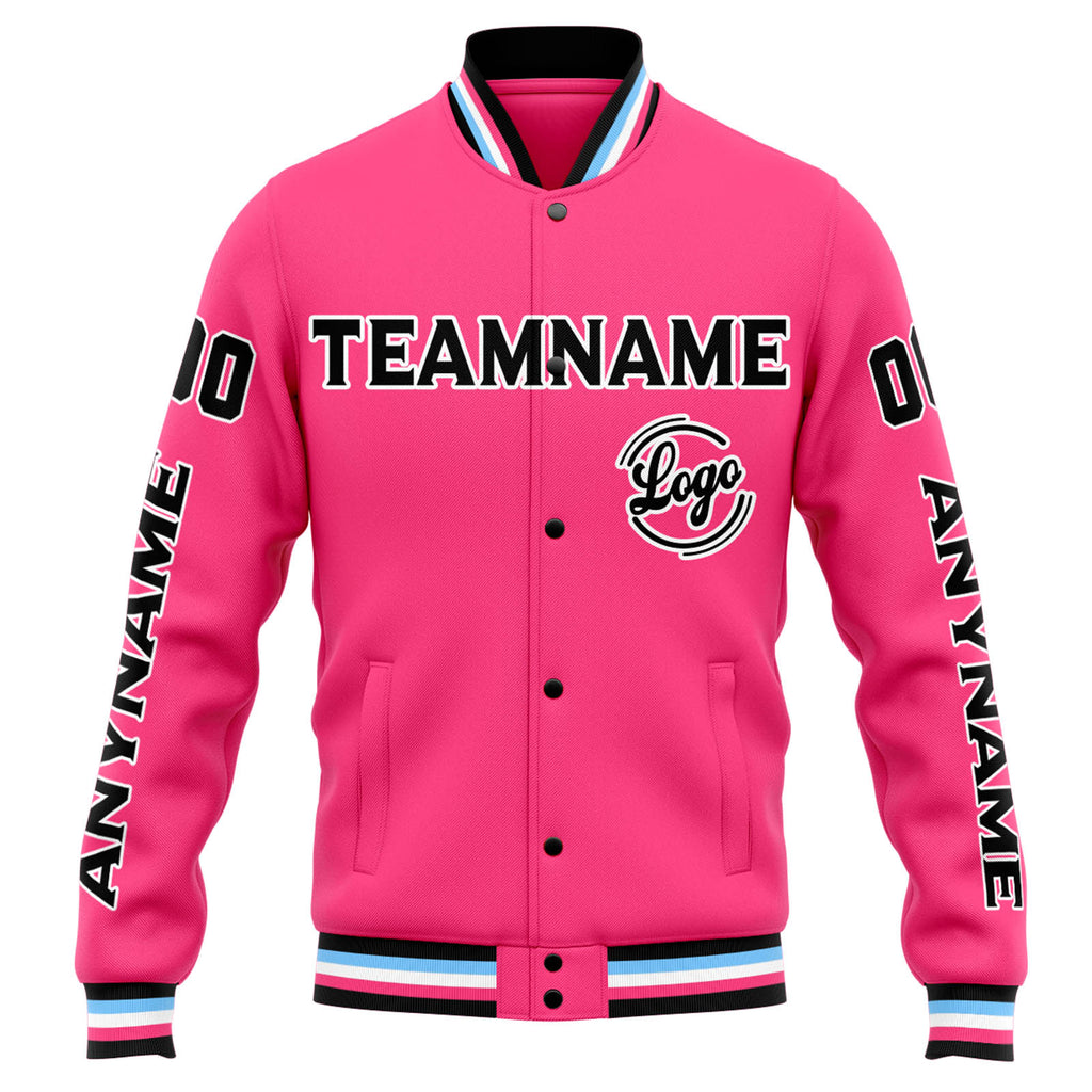 Custom Varsity Jacket Letterman jacket for Men, Women and Youth Pink Black enthsush
