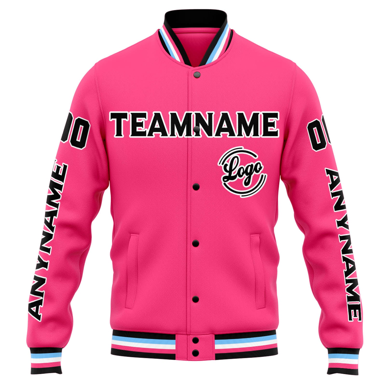 Custom Varsity Jacket Letterman jacket for Men, Women and Youth Pink Black enthsush