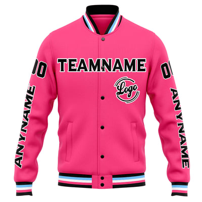 Custom Varsity Jacket Letterman jacket for Men, Women and Youth Pink Black enthsush