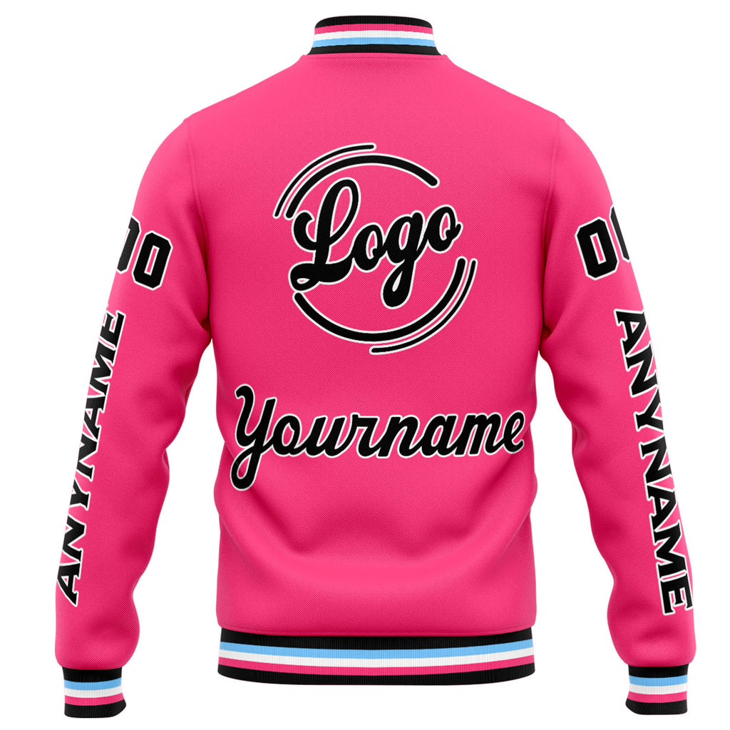 Custom Varsity Jacket Letterman jacket for Men, Women and Youth Pink Black enthsush