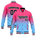 Custom Varsity Jacket Letterman jacket for Men, Women and Youth Pink Light Blue Gradient enthsush