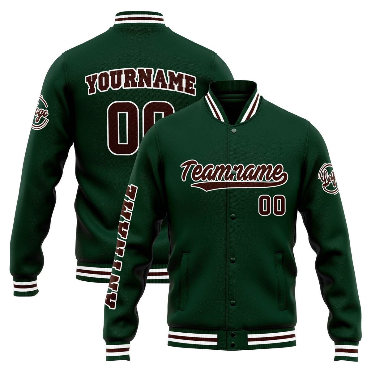Custom Varsity Jacket Letterman jacket for Men, Women and Youth Green Brown enthsush