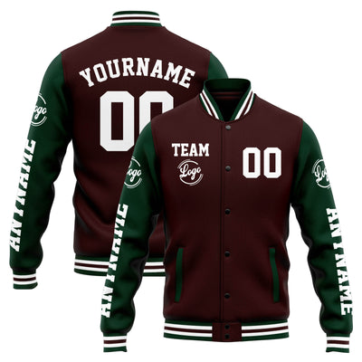 Custom Varsity Jacket Letterman jacket for Men, Women and Youth Brown Green enthsush