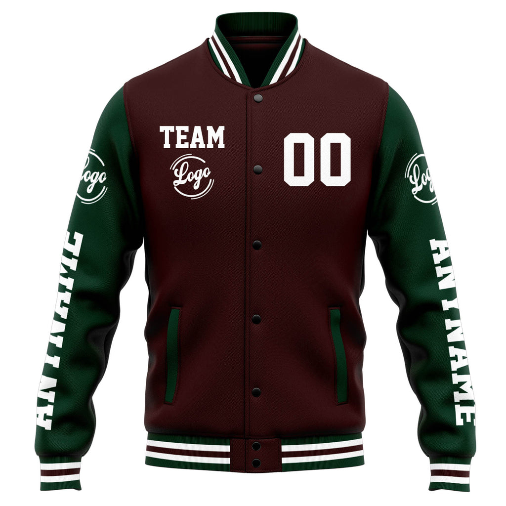 Custom Varsity Jacket Letterman jacket for Men, Women and Youth Brown Green enthsush