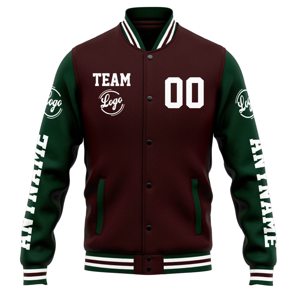 Custom Varsity Jacket Letterman jacket for Men, Women and Youth Brown Green enthsush