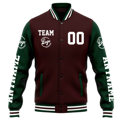 Custom Varsity Jacket Letterman jacket for Men, Women and Youth Brown Green enthsush