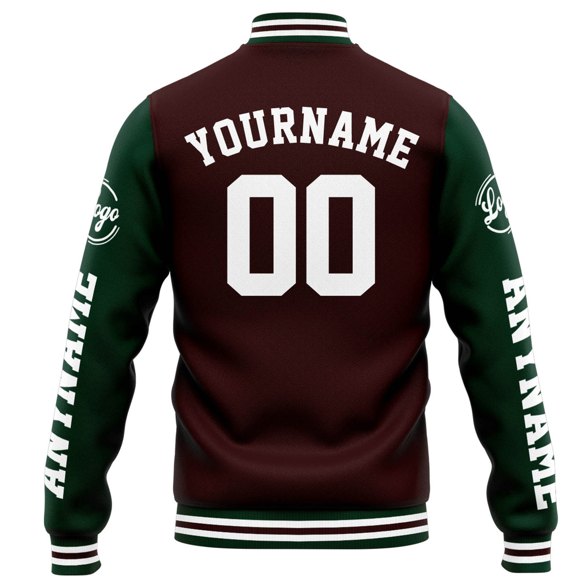 Custom Varsity Jacket Letterman jacket for Men, Women and Youth Brown Green enthsush