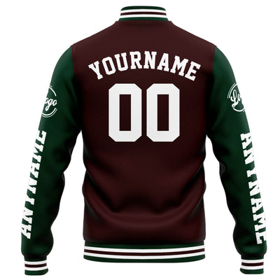 Custom Varsity Jacket Letterman jacket for Men, Women and Youth Brown Green enthsush