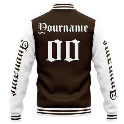 Custom Varsity Jacket Letterman jacket for Men, Women and Youth Brown White enthsush