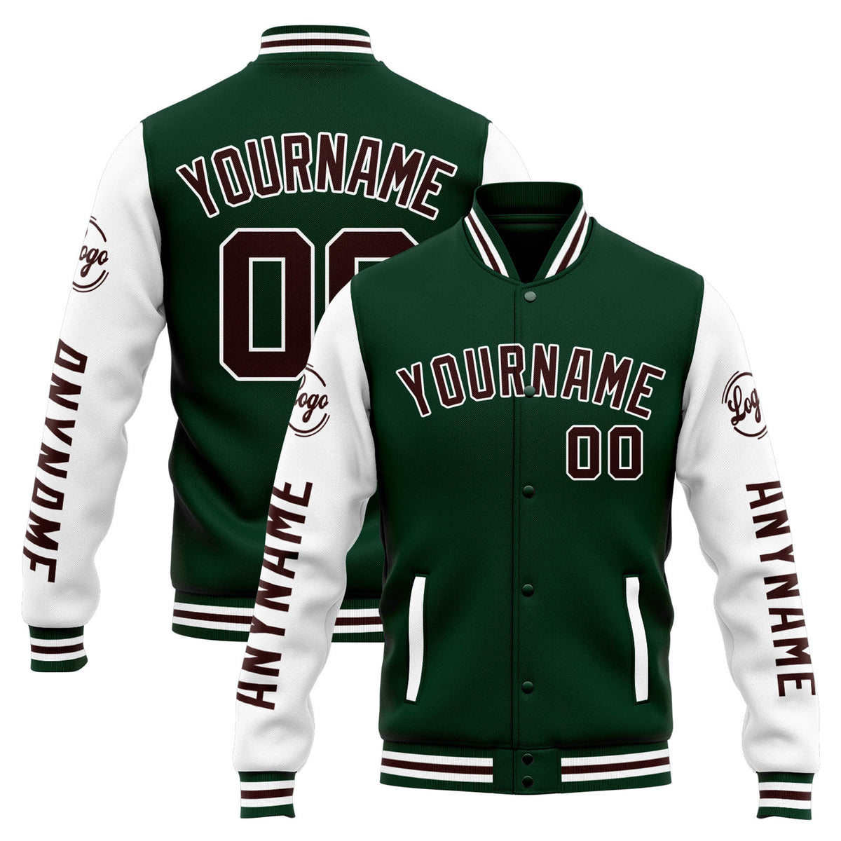 Custom Varsity Jacket Letterman jacket for Men, Women and Youth Green White enthsush