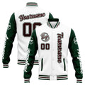 Custom Varsity Jacket Letterman jacket for Men, Women and Youth White Green Brown enthsush