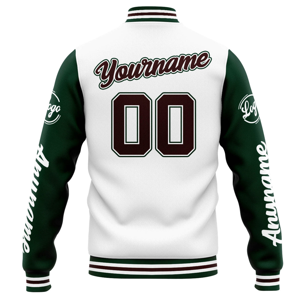 Custom Varsity Jacket Letterman jacket for Men, Women and Youth White Green Brown enthsush