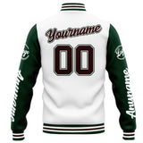 Custom Varsity Jacket Letterman jacket for Men, Women and Youth White Green Brown