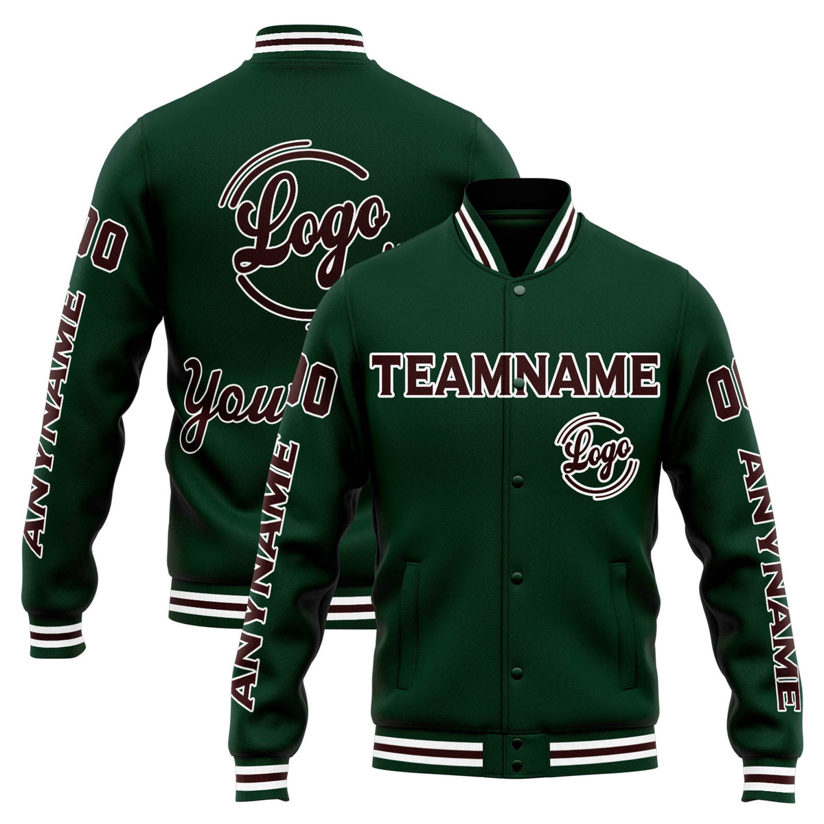 Custom Varsity Jacket Letterman jacket for Men, Women and Youth Green Brown enthsush