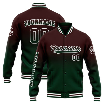 Custom Varsity Jacket Letterman jacket for Men, Women and Youth Brown Green Gradient enthsush