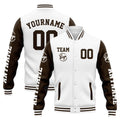Custom Varsity Jacket Letterman jacket for Men, Women and Youth White Brown enthsush