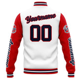 Custom Varsity Jacket Letterman jacket for Men, Women and Youth White Red Navy