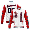 Custom Varsity Jacket Letterman jacket for Men, Women and Youth White Red Navy enthsush